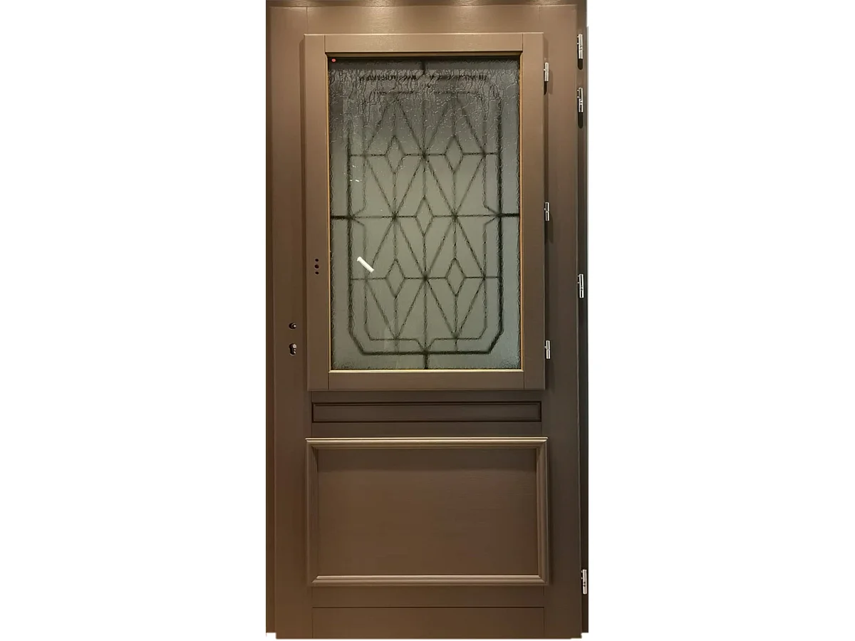 Porte d'entree Bois  vitree, Camille Gris RAL 7039, H,215xl,90  p,gauche Cotes Tableau