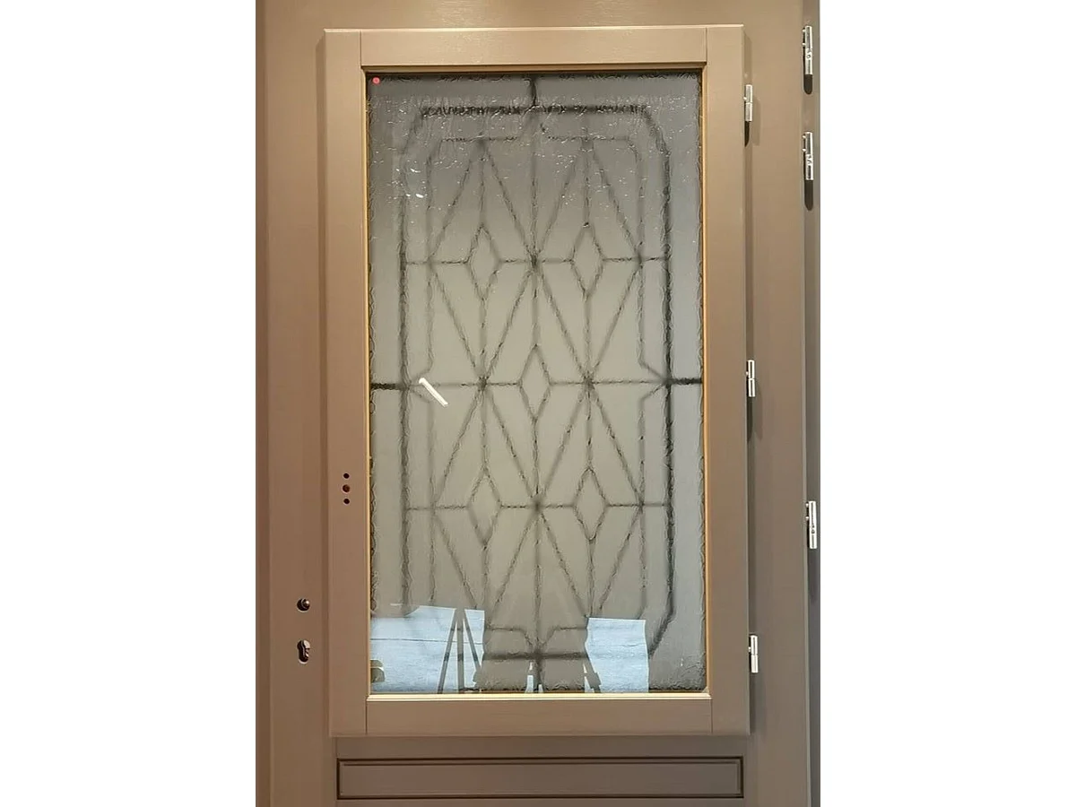 Porte d'entree Bois  vitree, Camille Gris RAL 7039, H,215xl,90  p,gauche Cotes Tableau