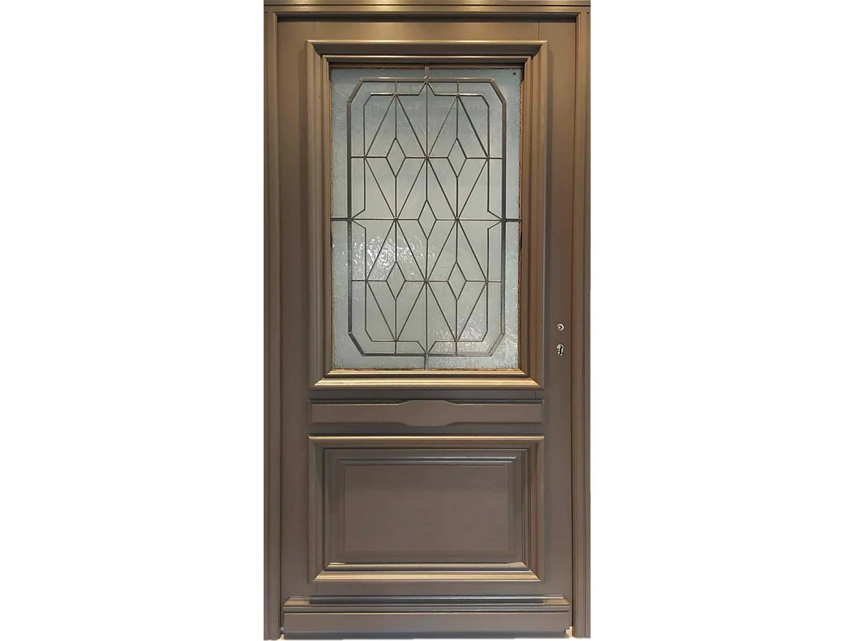 Porte D'entrée Bois Vitrée Camille Gris Ral 7039, H.215xl.90 Côte Tableau P. Gauche Gd Menuiseries