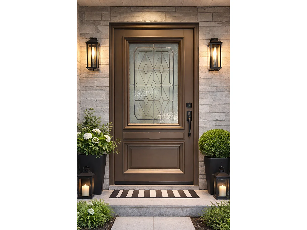 Porte D'entrée Bois Vitrée Camille Gris Quartz, H215 X L90 Cm Côte Tableau P. Gauche Gd Menuiseries