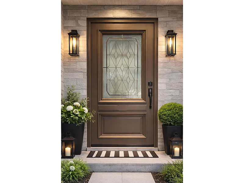 Porte D'entrée Bois Vitrée Camille Gris Ral 7039, H.215xl.90 Côte Tableau P. Gauche Gd Menuiseries