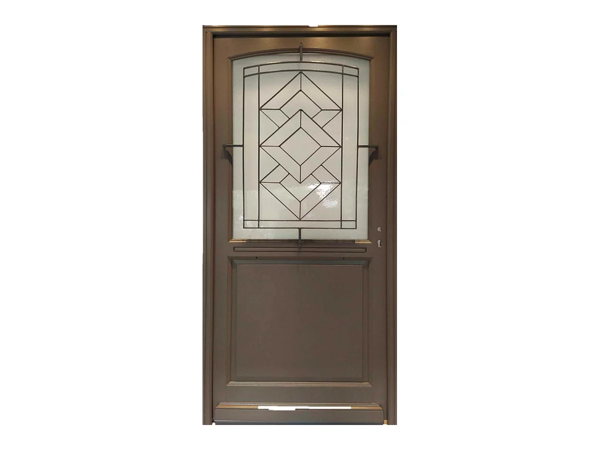 Porte d'entrée Bois vitrée, Elodie Gris RAL 7039, H,215xl,90 p,gauche Cotes Tableau