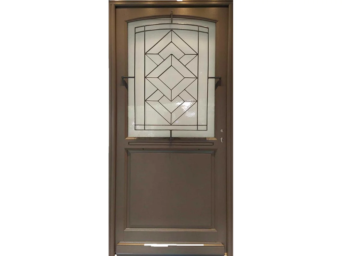 Porte d'entree Bois vitree, Elodie Gris RAL 7039, H,215xl,90 p,gauche Cotes Tableau