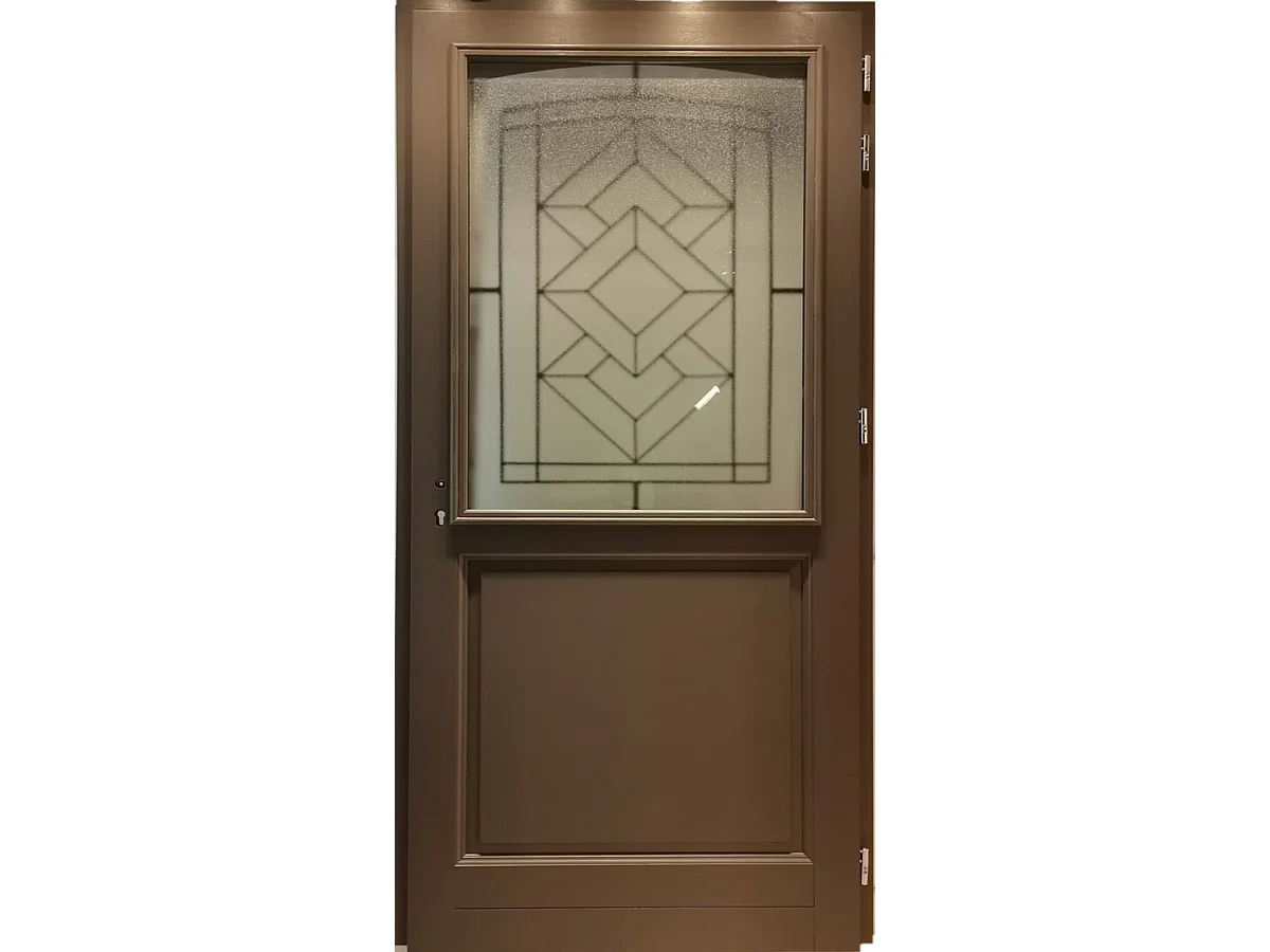 Porte D'entrée Bois Vitrée Elodie Gris Ral 7039, H.215xl.90 Côte Tableau P. Gauche Gd Menuiseries