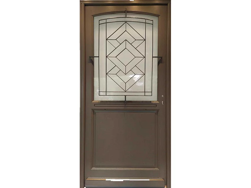 Porte d'entree Bois  vitree, Elodie Gris RAL 7039, H,215xl,90  p,gauche Cotes Tableau