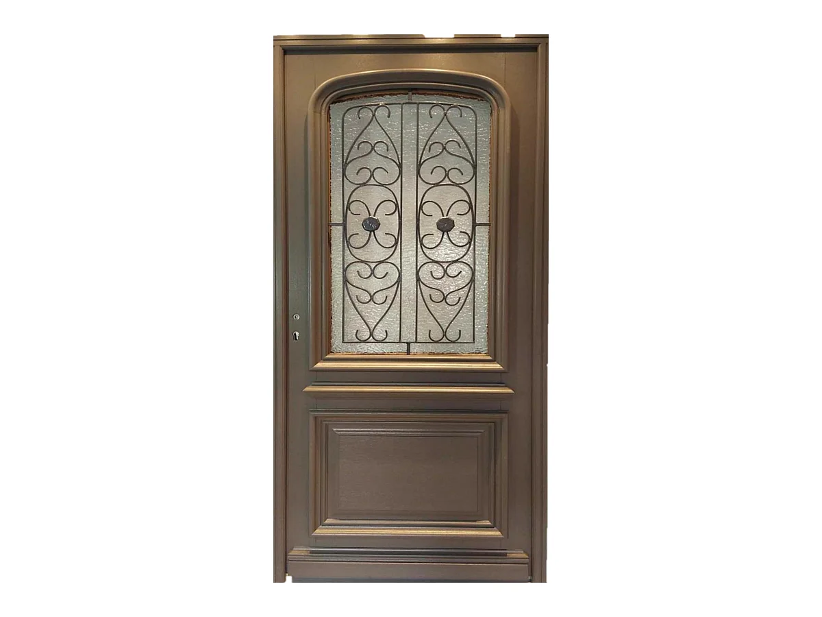 Porte D'Entree Bois Vitree, Adrien Gris Ral 7039, H215Xl90 P, Droit Cotes Tableau