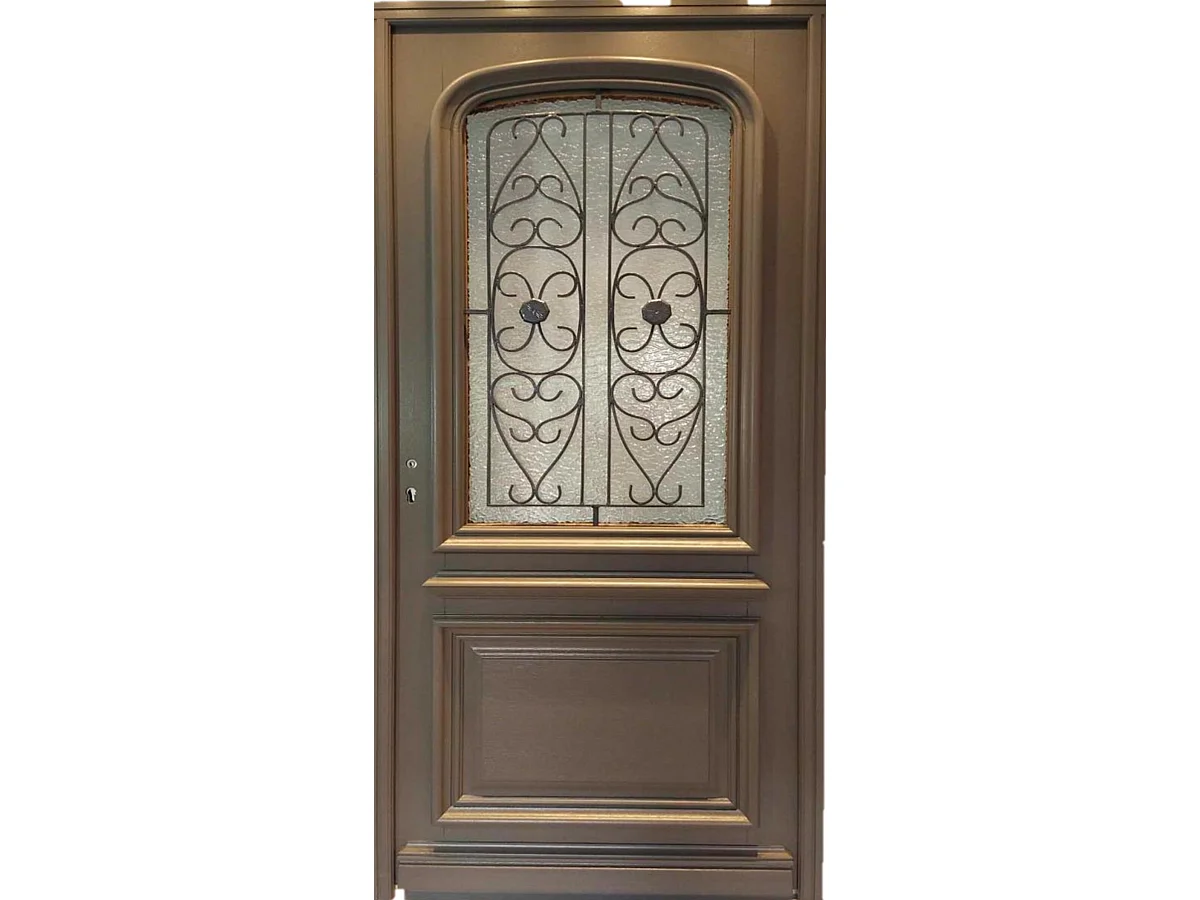 Porte D'entrée Bois Vitrée Adrien Gris Quartz, H215 X L90 Cm Côte Tableau P.droit Gd Menuiseries