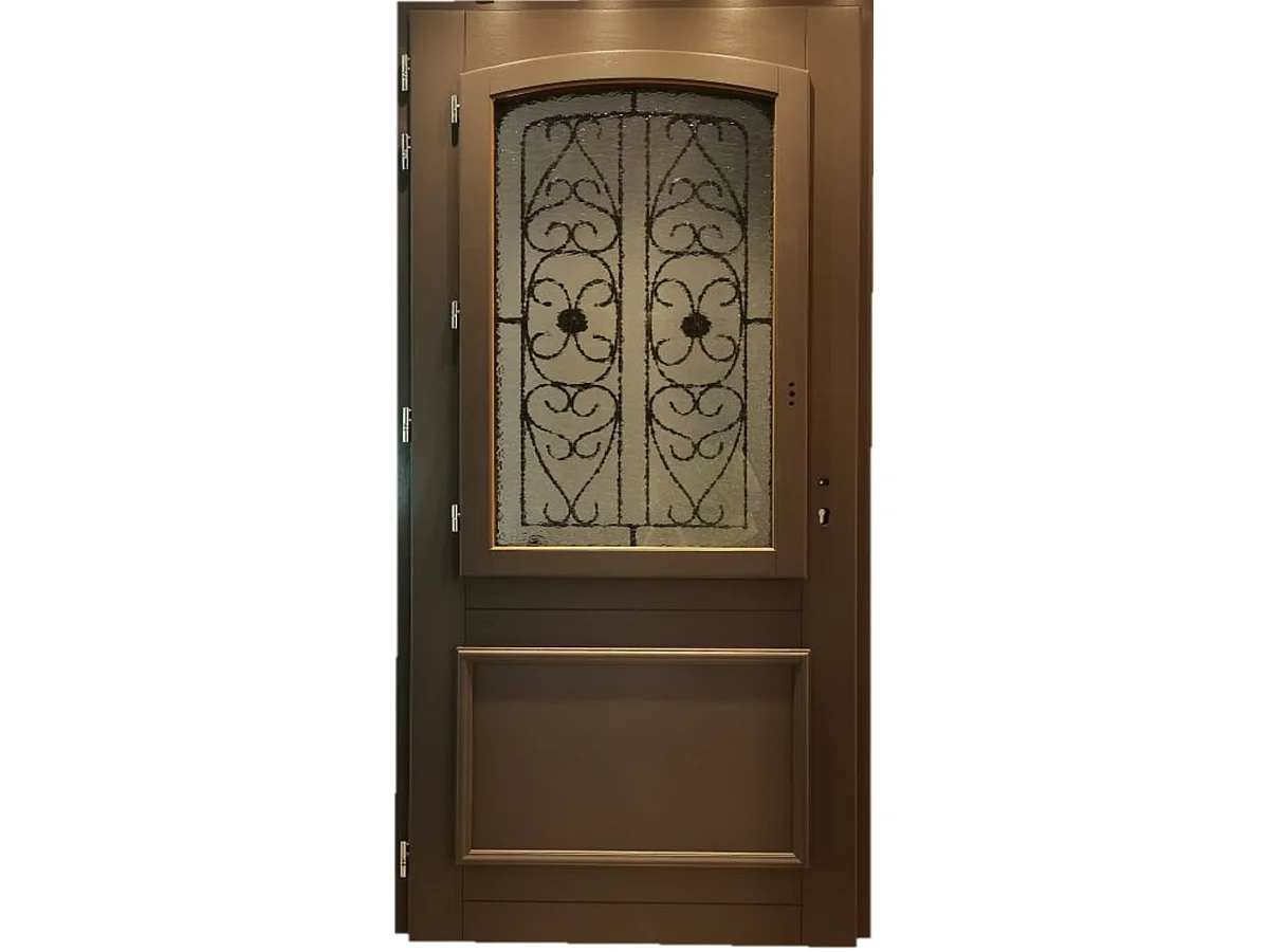 Porte D'entrée Bois Vitrée Adrien Gris Quartz, H215 X L90 Cm Côte Tableau P.droit Gd Menuiseries