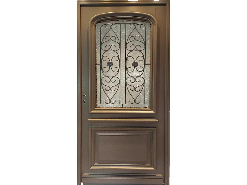 Porte d'entree Bois vitree, Adrien Gris RAL 7039, H,215xl,90  p, droit Cotes Tableau