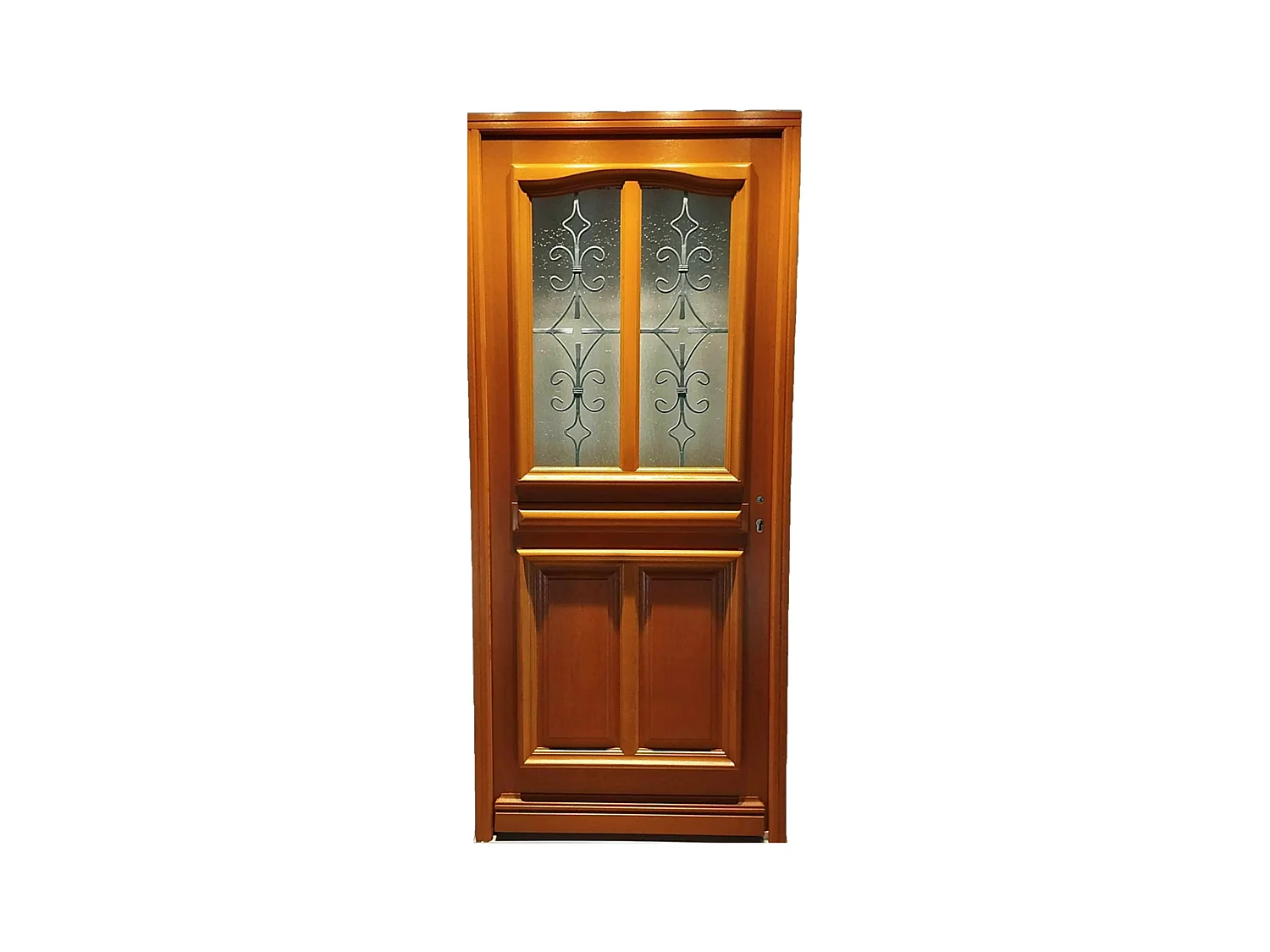 Porte D'Entree Bois Vitree, Vauban, H,200Xl,80  P,Gauche + Poignée Et Barillet (Ref 010403Rfp)  Cotes Tableau