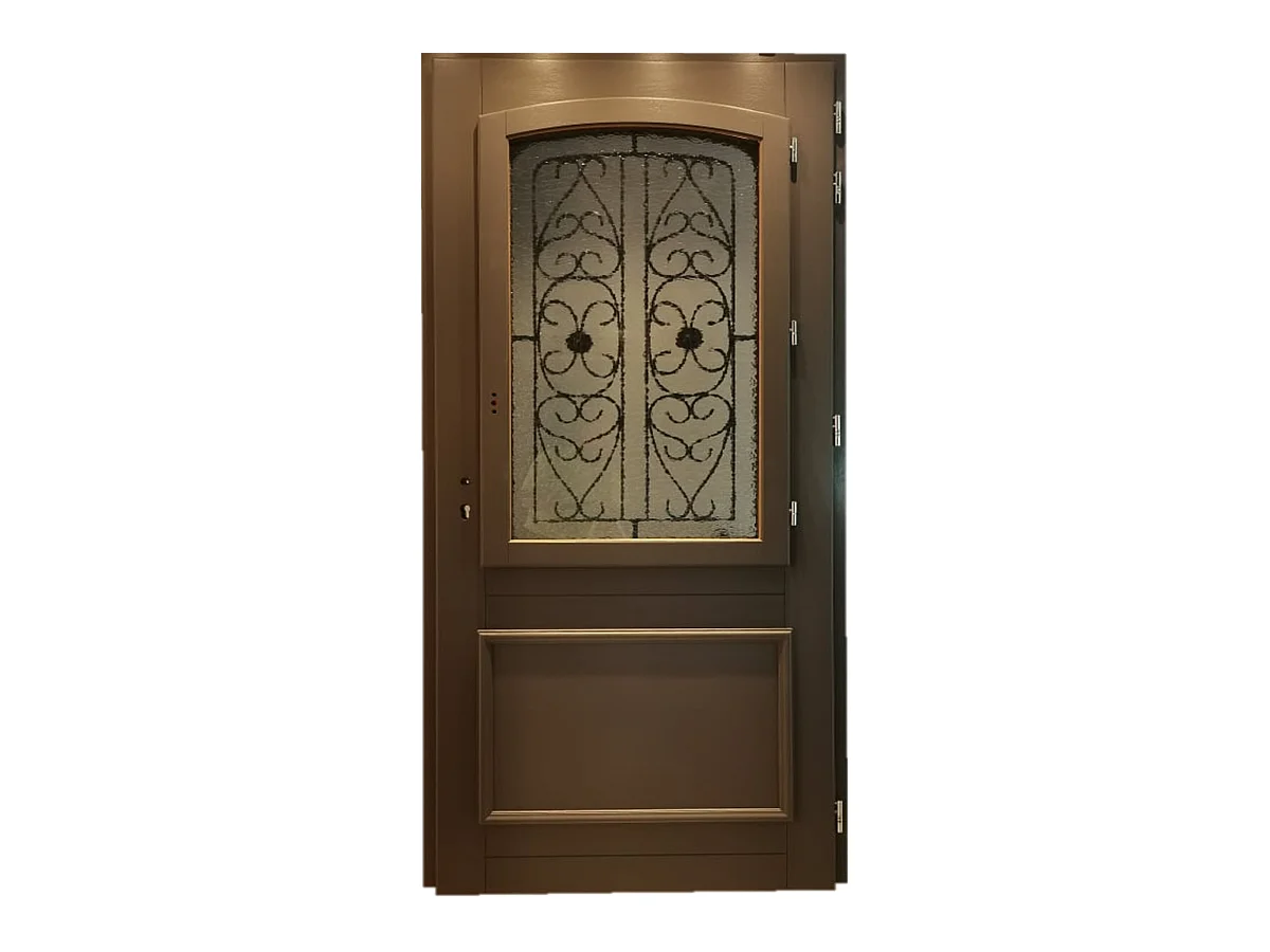 Porte d'entree Bois  vitree, Adrien Gris RAL 7039, H,215xl,90  p,gauche Cotes Tableau