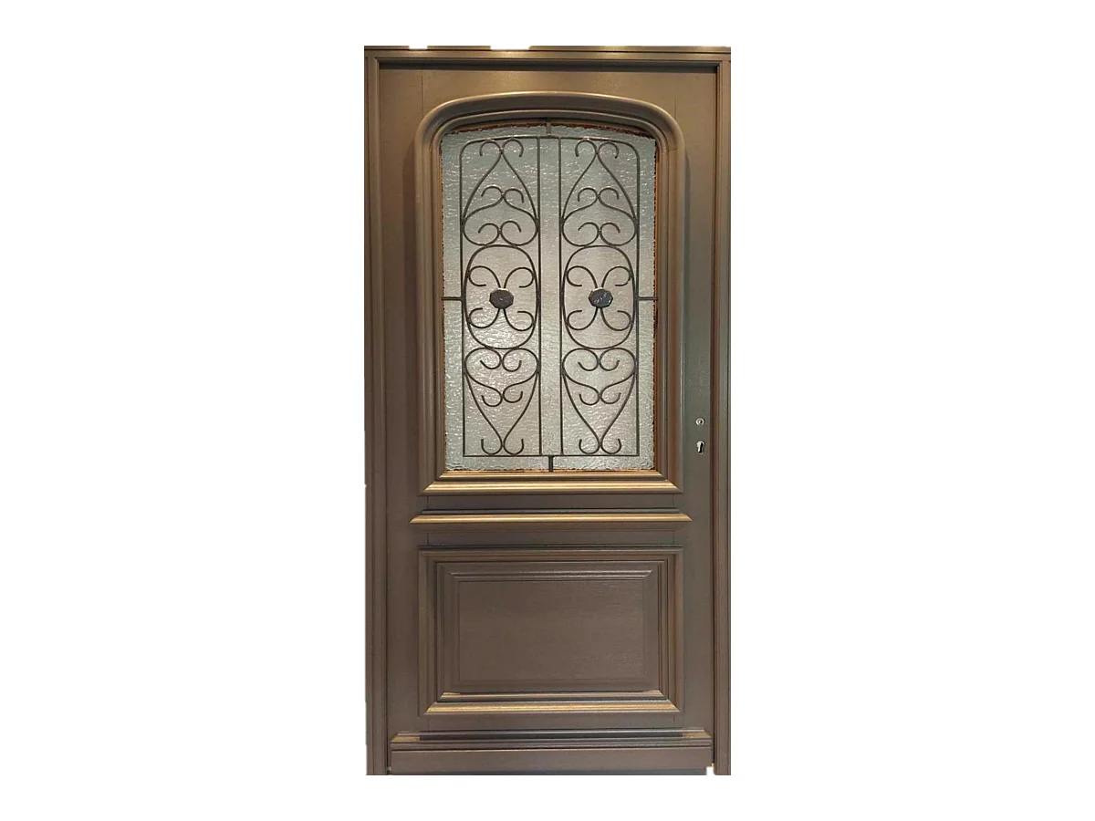 Porte d'entrée Bois vitrée, Adrien Gris RAL 7039, H,215xl,90 p,gauche Cotes Tableau
