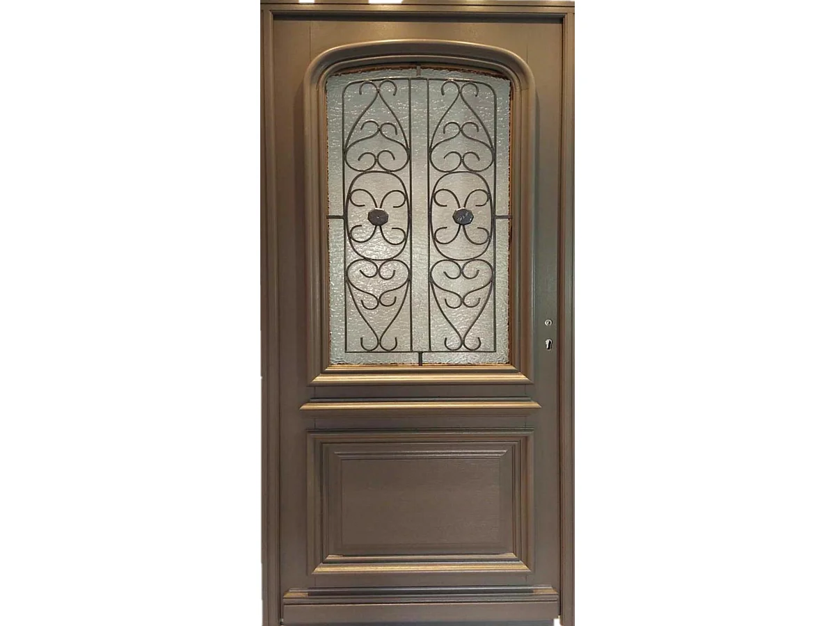 Porte d'entree Bois vitree, Adrien Gris RAL 7039, H,215xl,90 p,gauche Cotes Tableau