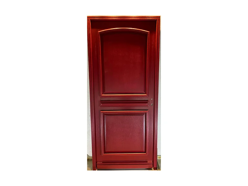 Porte d'entree Bois Pleine, Carene Rouge RAL 3004, H,215xl,90  p,gauche  Cote Tableau
