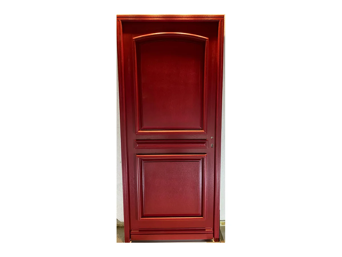 Porte d'entree Bois Pleine, Carene Rouge RAL 3004, H,215xl,90  p,gauche  Cote Tableau