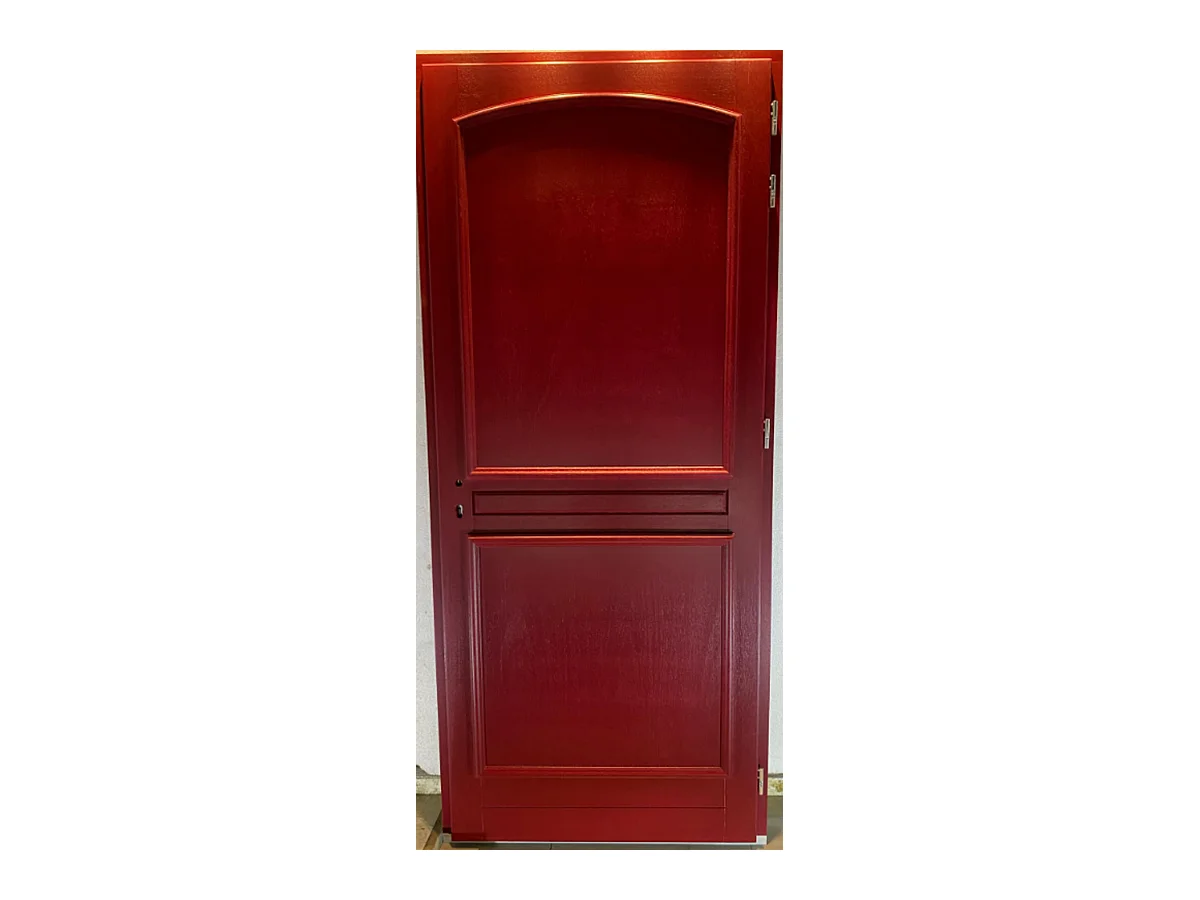 Porte d'entree Bois Pleine, Carene Rouge RAL 3004, H,215xl,90  p,gauche  Cote Tableau