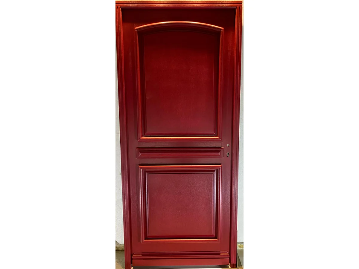 Porte d'entree Bois Pleine, Carene Rouge RAL 3004, H,215xl,90 p,gauche Cote Tableau