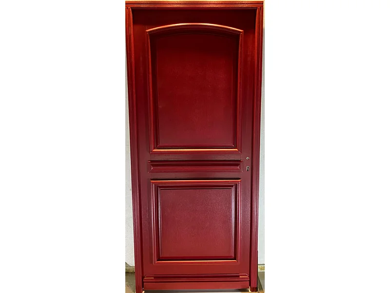 Porte d'entree Bois Pleine, Carene Rouge RAL 3004, H,215xl,90 p,gauche Cote Tableau