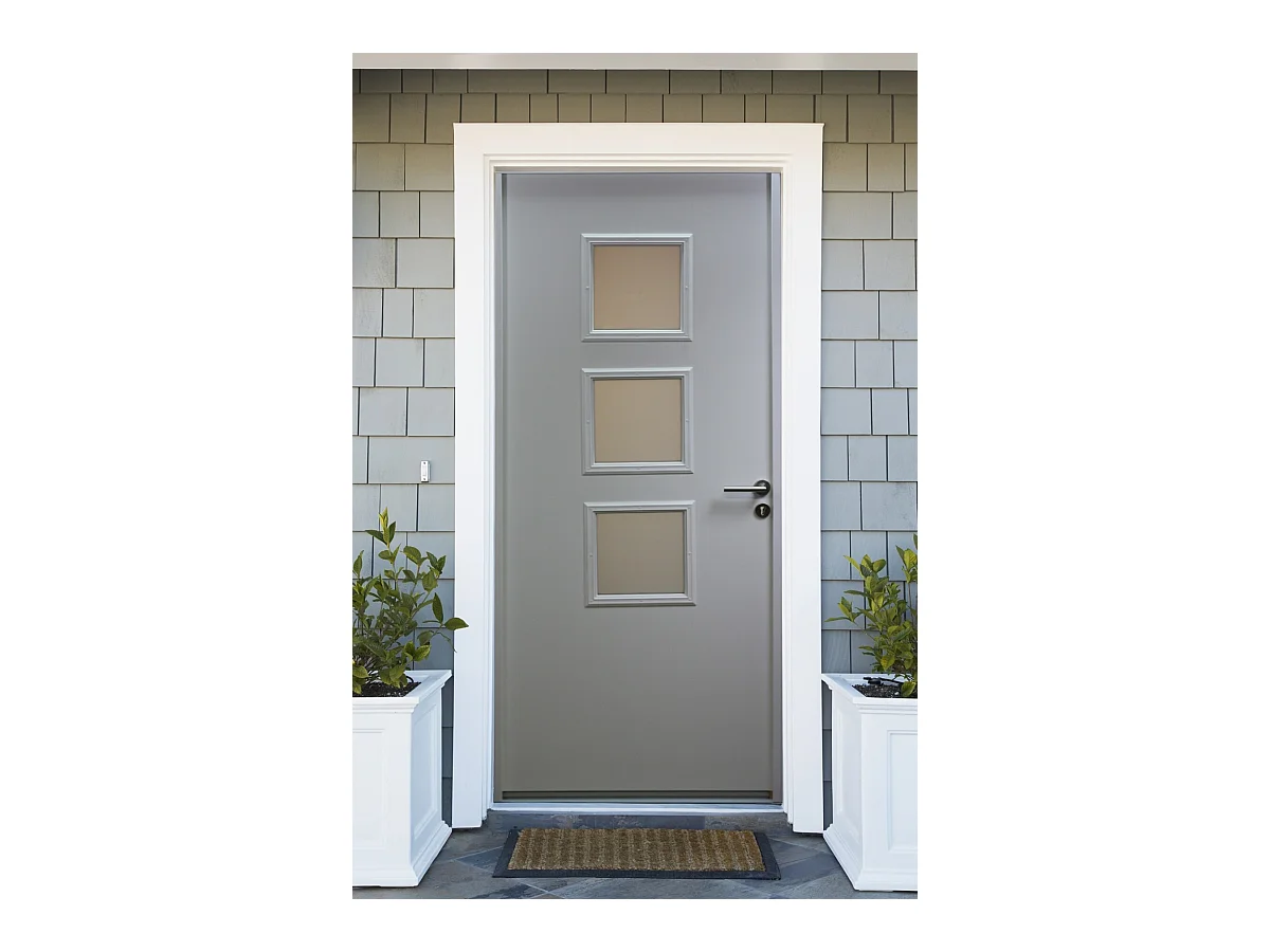 Porte d'entree acier vitree, UNO Blanc, H,215xl,90  p, gauche Cotes Tableau