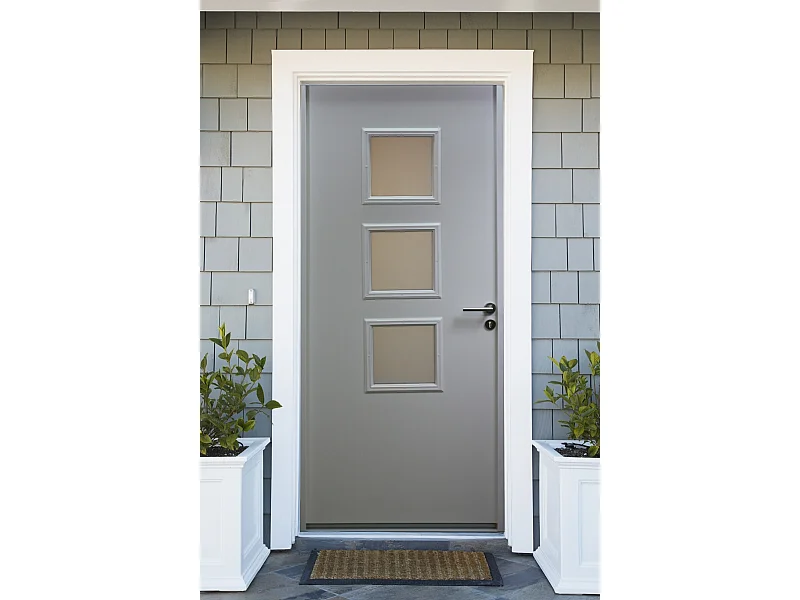 Porte d'entree acier vitree, UNO Blanc, H,215xl,90  p, gauche Cotes Tableau
