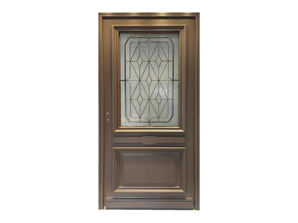 Porte D'Entree Bois Vitree, Camille Gris Ral 7039, H,215Xl,90 P, Droit Cotes Tableau