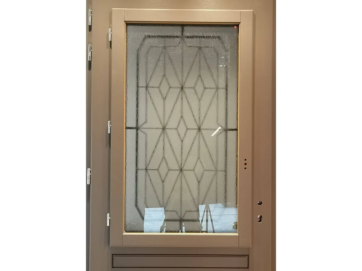 Porte d'entree Bois vitree, Camille Gris RAL 7039, H,215xl,90  p, droit Cotes Tableau