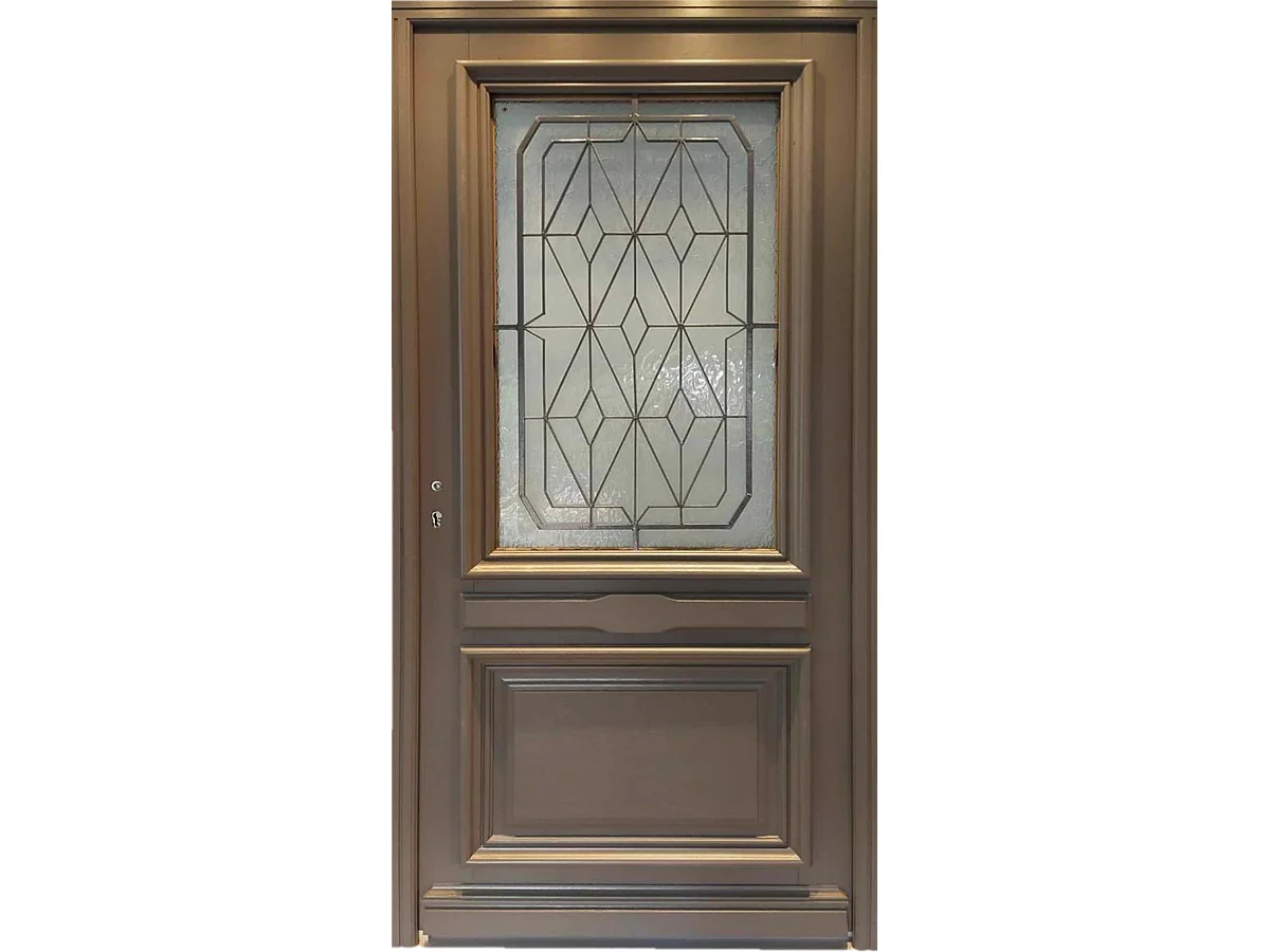 Porte D'entrée Bois Vitrée Camille Gris Ral 7039, H.215xl.90 Côte Tableau P.droit Gd Menuiseries