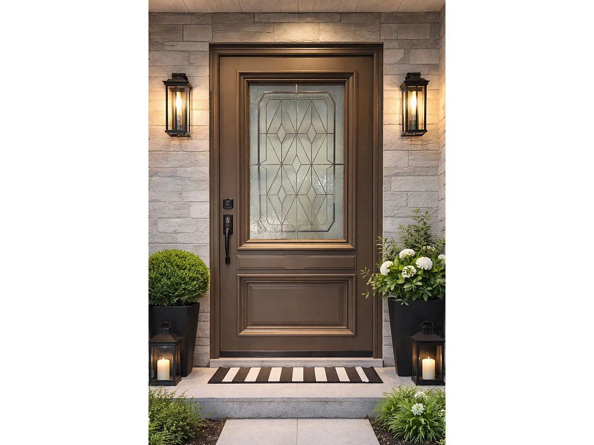 Porte D'entrée Bois Vitrée Camille Gris Quartz, H215 X L90 Cm Côte Tableau P.droit Gd Menuiseries