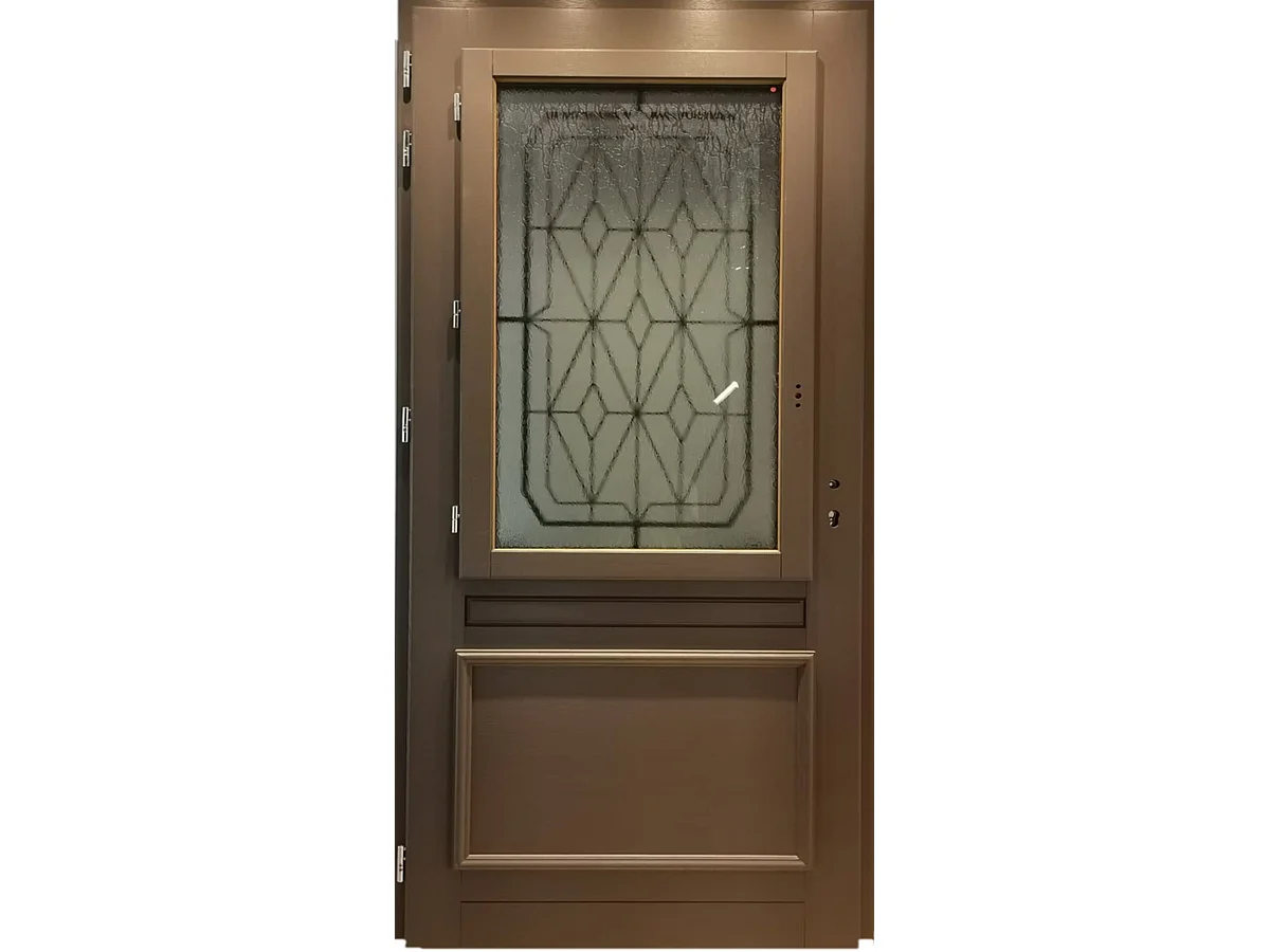 Porte D'entrée Bois Vitrée Camille Gris Quartz, H215 X L90 Cm Côte Tableau P.droit Gd Menuiseries