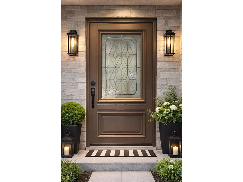 Porte D'entrée Bois Vitrée Camille Gris Ral 7039, H.215xl.90 Côte Tableau P.droit Gd Menuiseries