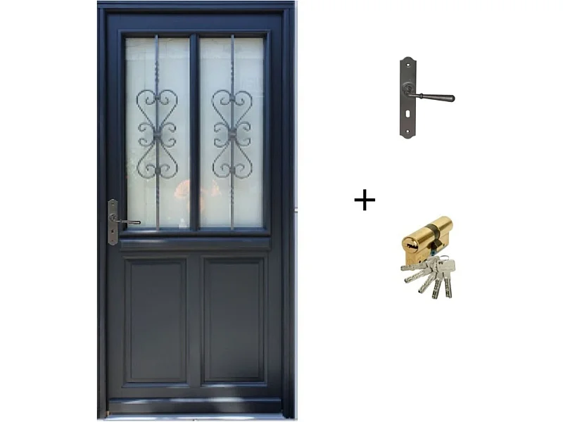 Porta d'ingresso in legno smaltato, Sobra, H.215xl.90 p. destra + Maniglia E Canna (rif 010403FP) Dimensioni tavolo senza maniglia