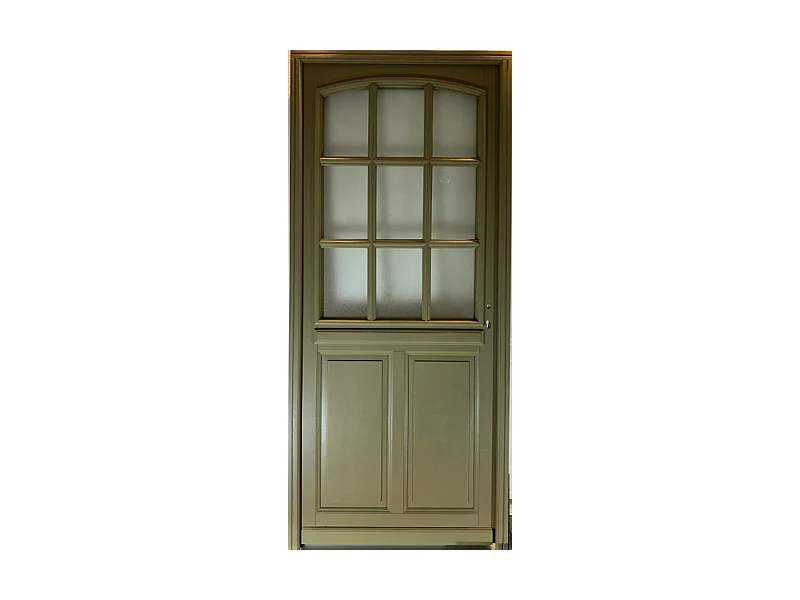 Porte d'entree Bois vitree, Andore Vert RAL 7002, H,215xl,80  p, gauche Cotes Tableau