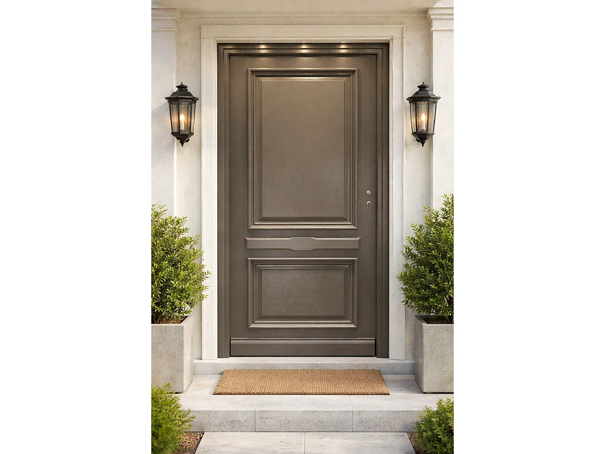 Porte D'entrée Bois Pleine Cassy Gris Quartz, H215 X L90 Cm Côte Tableau P. Gauche Gd Menuiseries