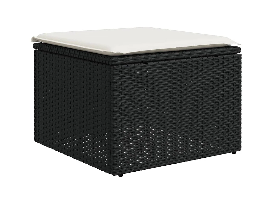 Salon de jardin 6 pcs avec coussins noir résine tressée