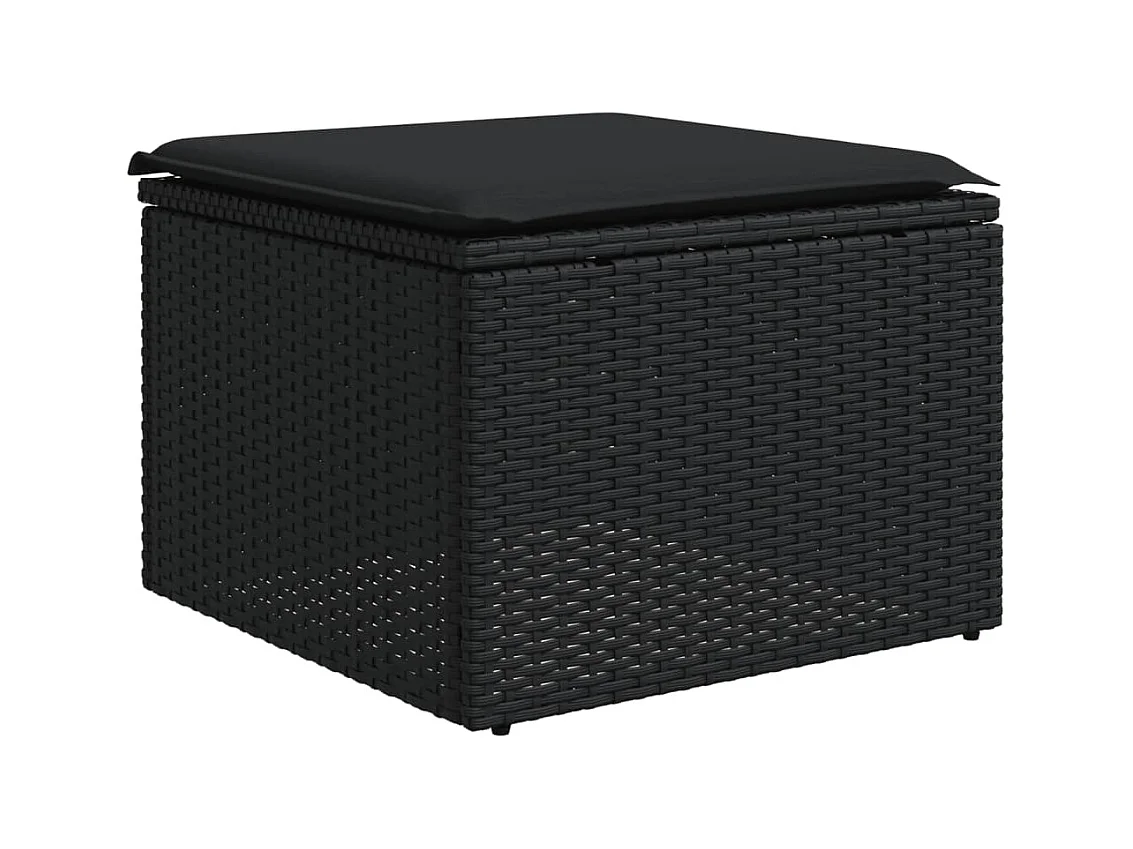 Salon de jardin 9 pcs avec coussins noir résine tressée