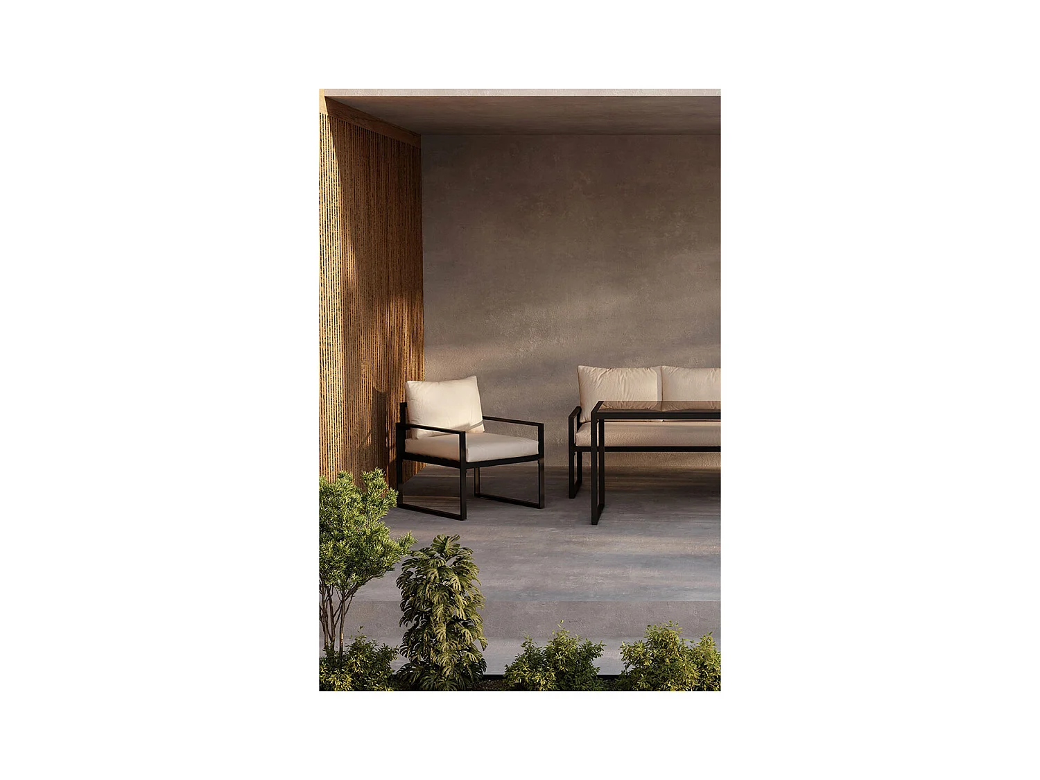 Salon de Jardin 5 Places "Catania" 179cm Noir