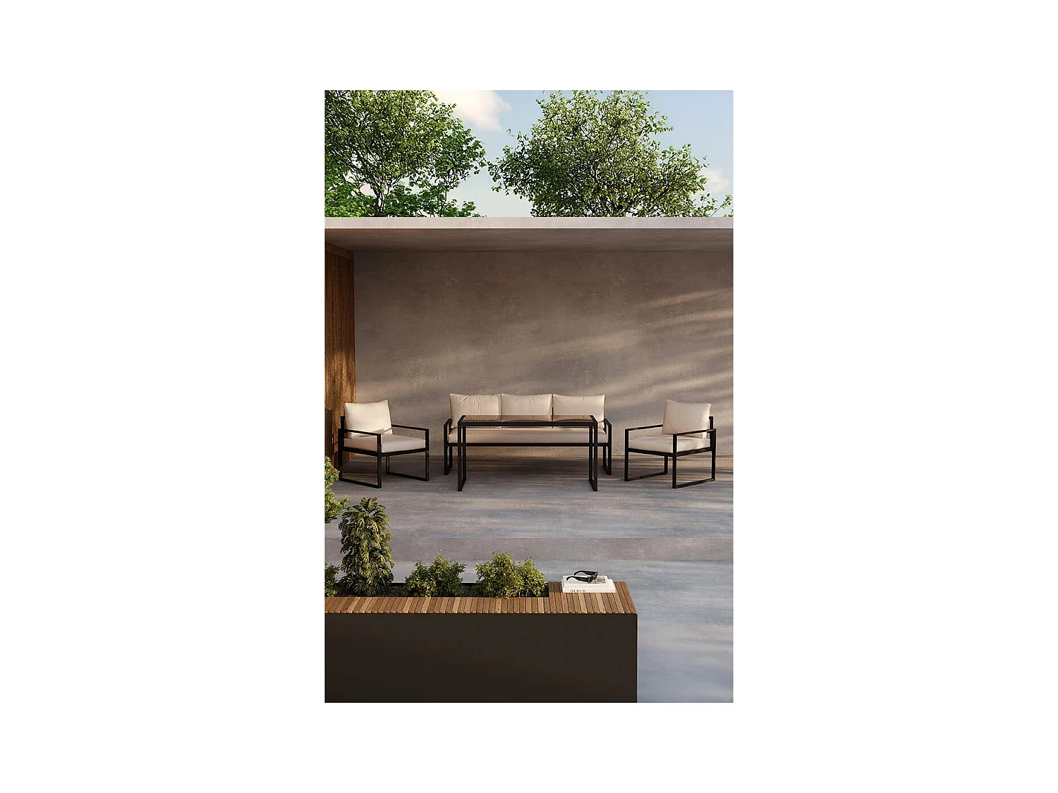 Salon de Jardin 5 Places "Catania" 179cm Noir