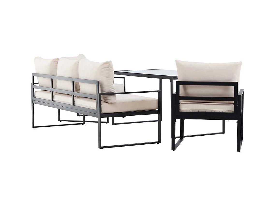 Salon de Jardin 5 Places "Catania" 179cm Noir