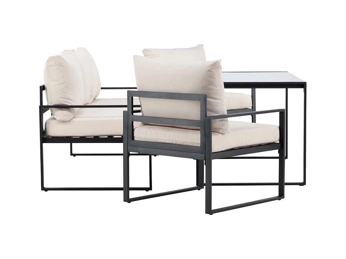 Salon de Jardin 5 Places "Catania" 179cm Noir