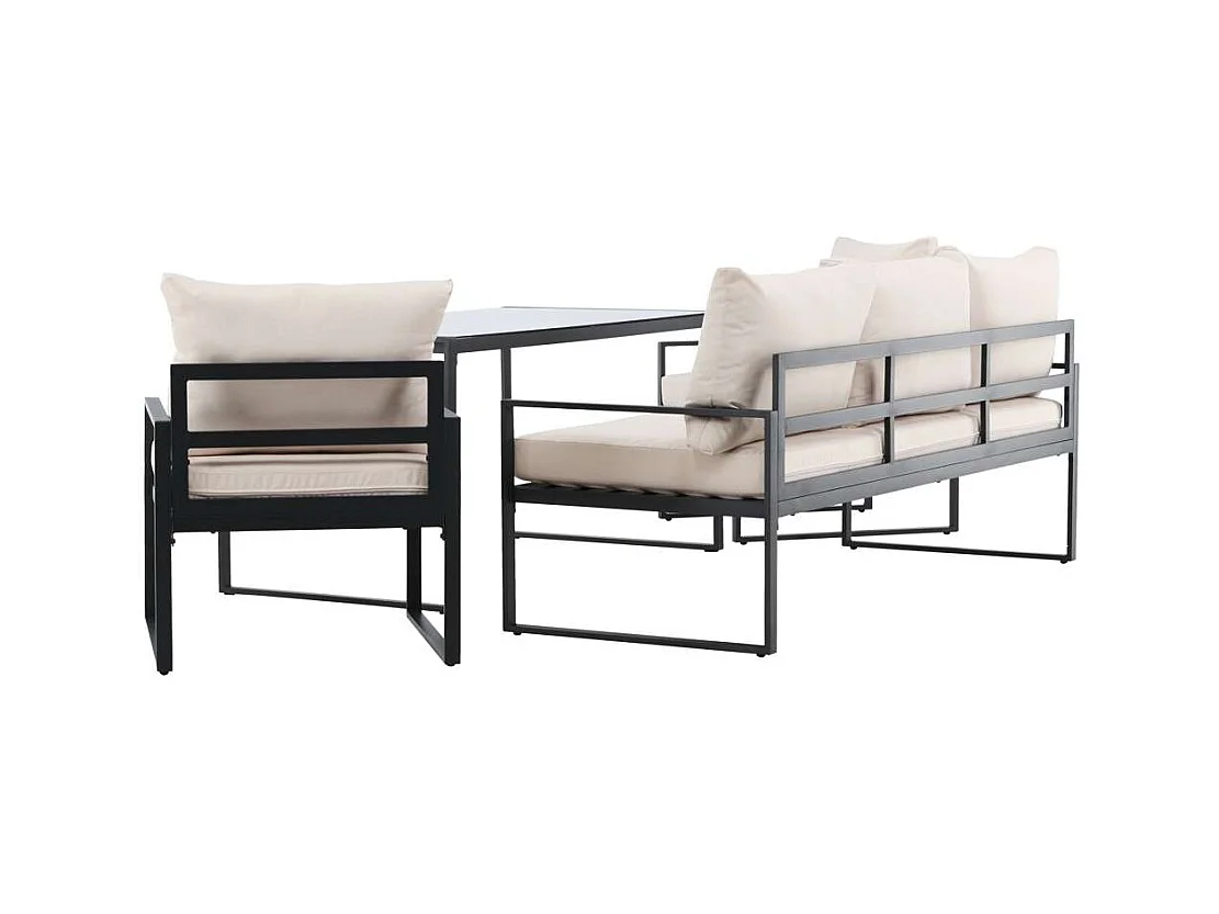 Salon de Jardin 5 Places "Catania" 179cm Noir