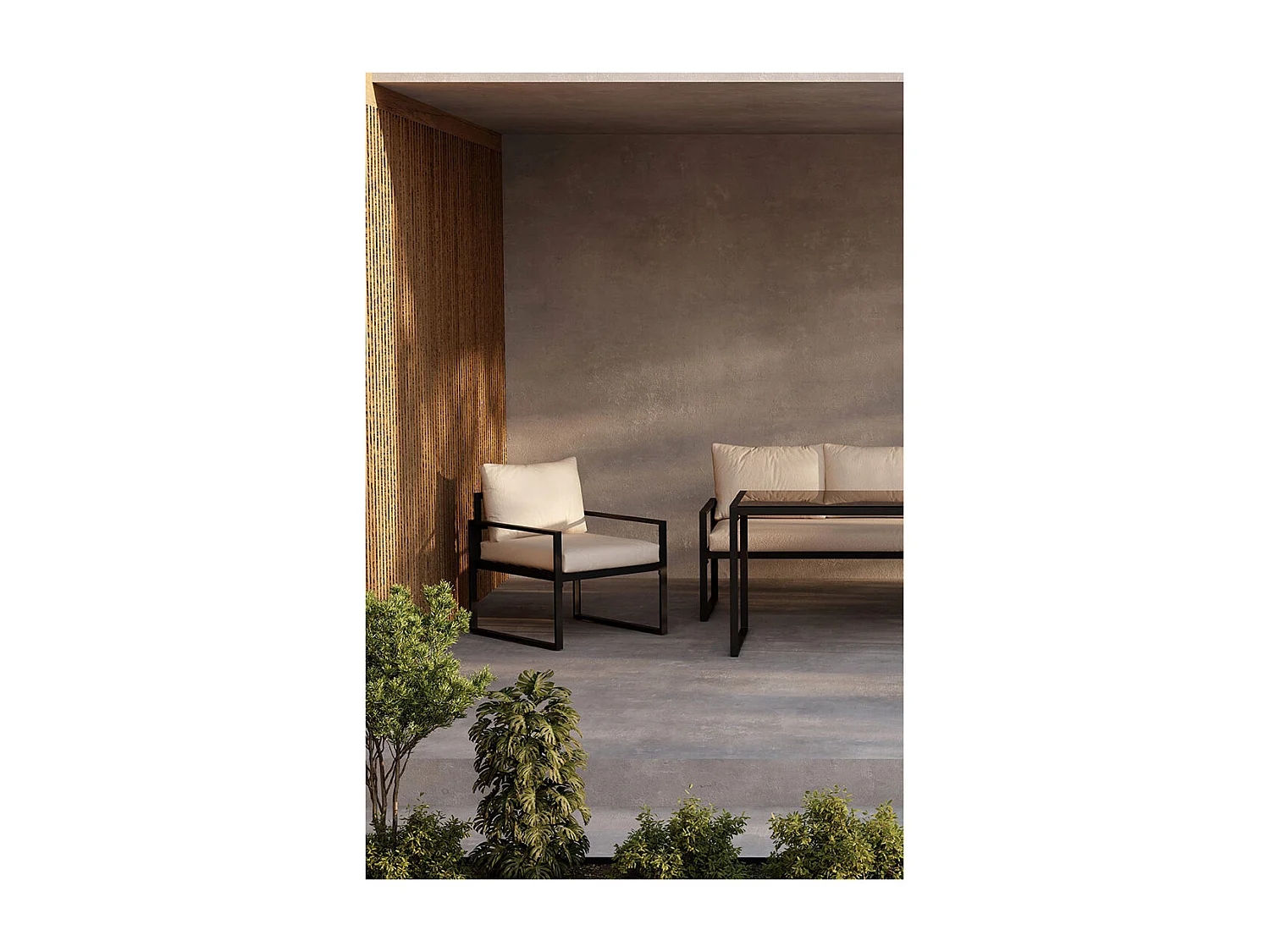 Catania Loungeset 1 "Esstisch", 1 Sofa, 2 Stühle schwarz.