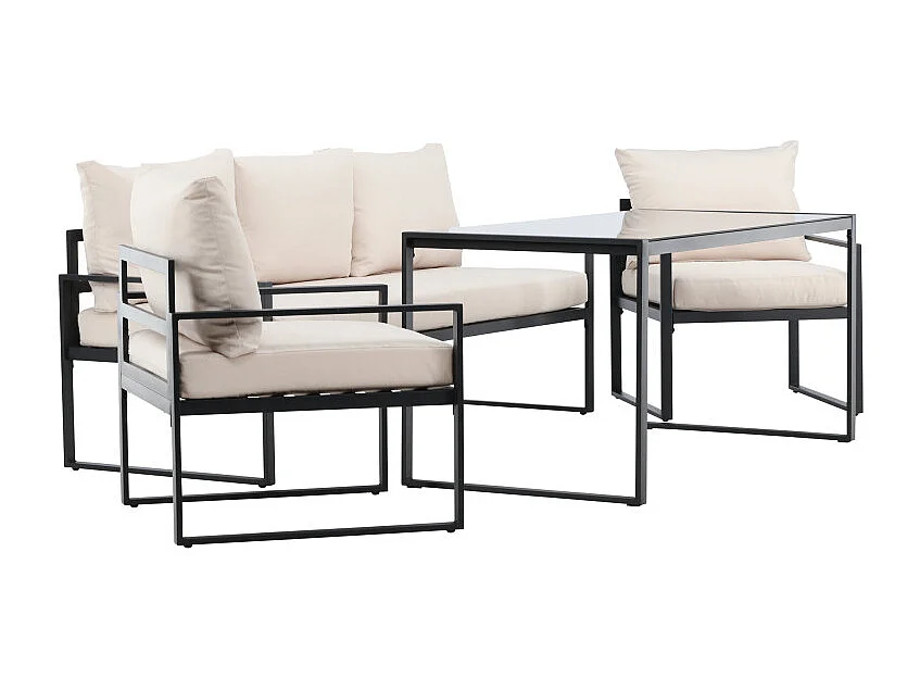 Salon de Jardin 5 Places "Catania" 179cm Noir