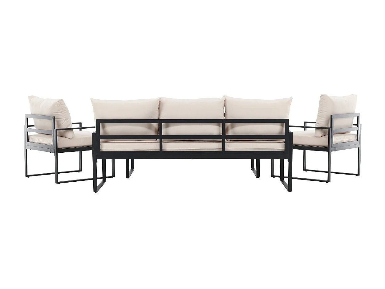 Salon de Jardin 5 Places "Catania" 179cm Noir