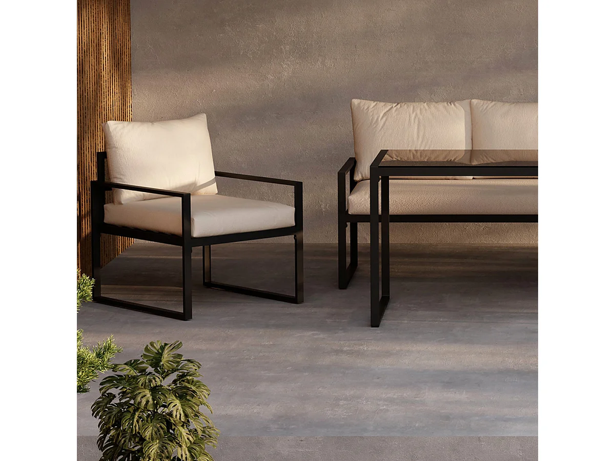 Salon de Jardin 5 Places "Catania" 179cm Noir