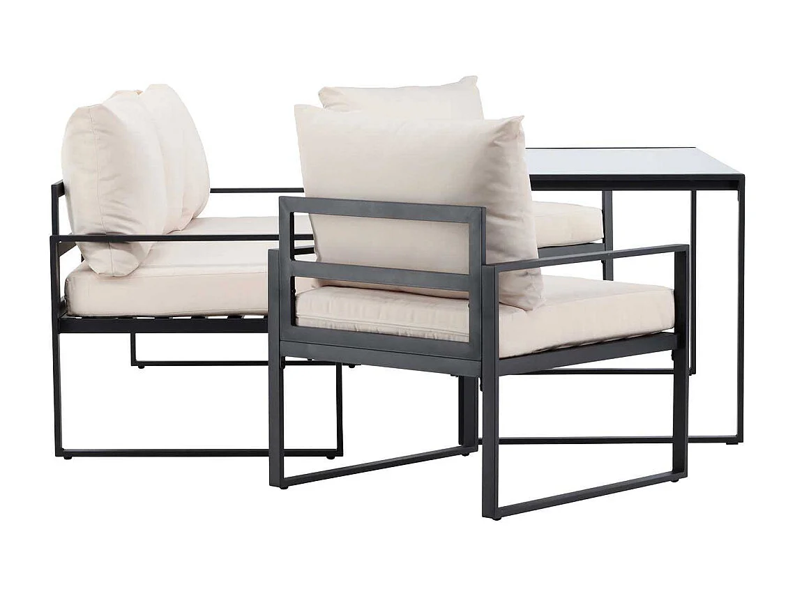 Salon de Jardin 5 Places "Catania" 179cm Noir