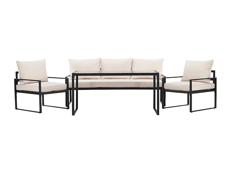 Salon de Jardin 5 Places "Catania" 179cm Noir