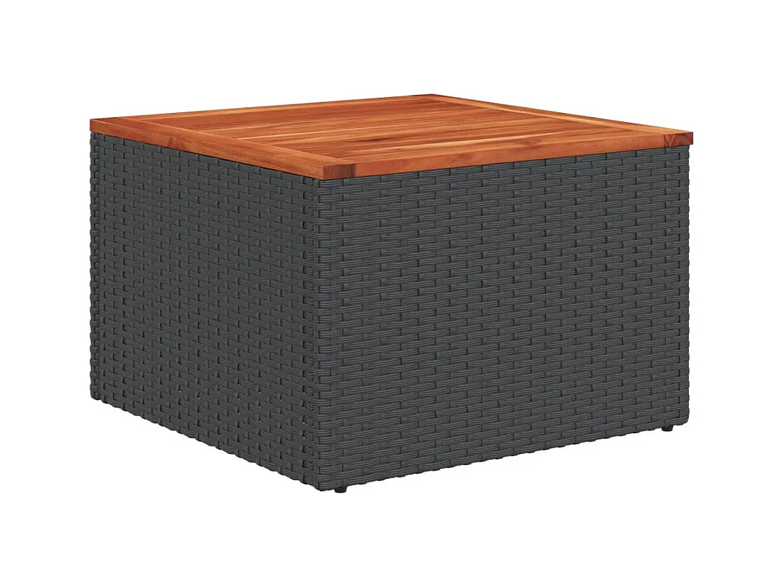 Salon de jardin 9 pcs avec coussins noir résine tressée