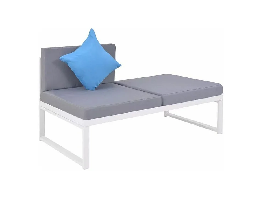 Salon de jardin 4 pièces métal blanc coussins gris Casey