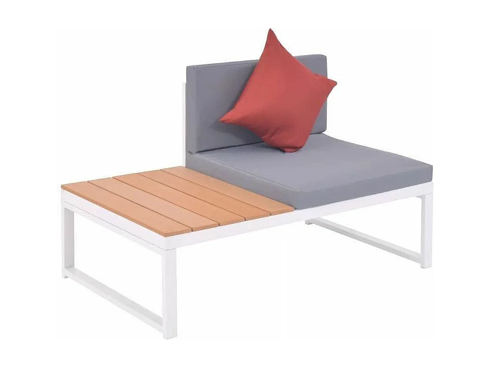 Salon de jardin 4 pièces métal blanc coussins gris Casey