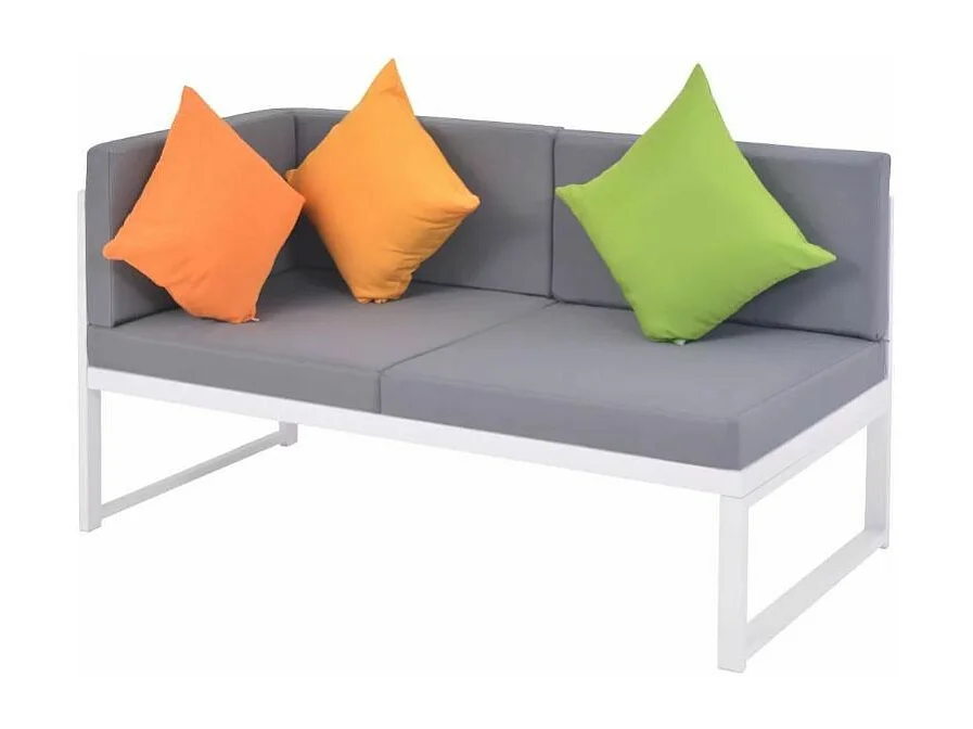 Salon de jardin 4 pièces métal blanc coussins gris Casey